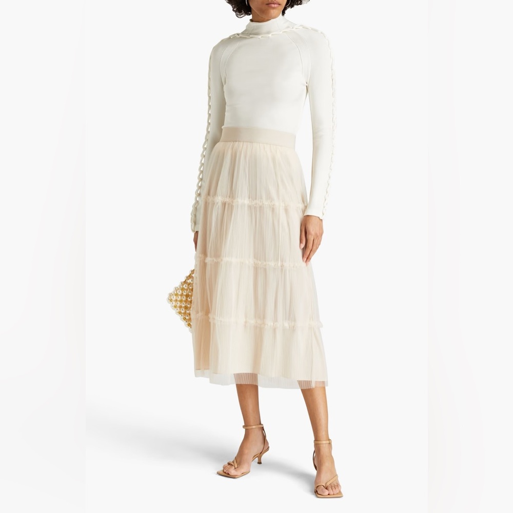 Alice + Olivia Kenya Gathered Tiered Midi Skirt size 0